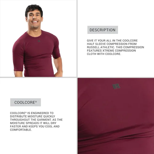 Miniatura 5 de Russell Athletic Camiseta de compresión estándar Coolcore de media manga para hombre