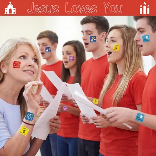 Miniatura 4 de Junkin 480 calcomanías religiosas con temática de Jesús te ama, calcomanías para niños, calcomanías cristianas, papel autoadhesivo multicolor