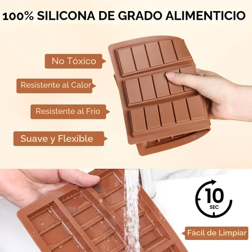 Miniatura 4 de Molde de barra de chocolate – Moldes antiadherentes de silicona para chocolate, molde de barra de chocolate profundo Dubai de grado alimenticio