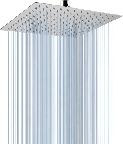 Miniatura 8 de Voolan - Regadera tipo lluvia de metal, cuadrada, de alto flujo, cobertura de cuerpo completo en cascada, montaje universal para techo o pared