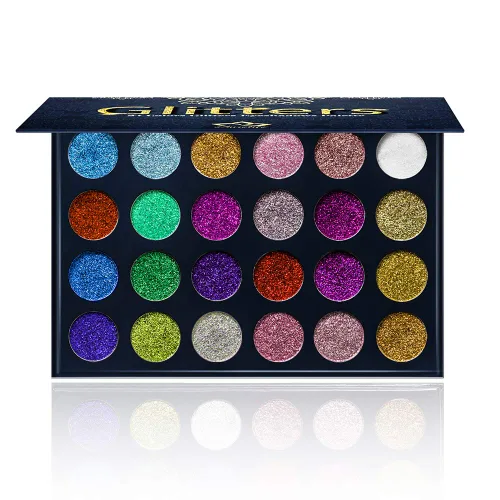 Aolailiya Paleta de sombra de ojos con brillantina prensada de 24 colores – Mineral Ultra Shimmer paleta de maquillaje sombra de ojos polvo de larga