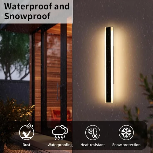 Miniatura 5 de Apliques de pared para exteriores, luces de pared modernas de 31.4 pulgadas, 3 luces de color 3000 K/4500 K/6000 K, panel acrílico, luz exterior