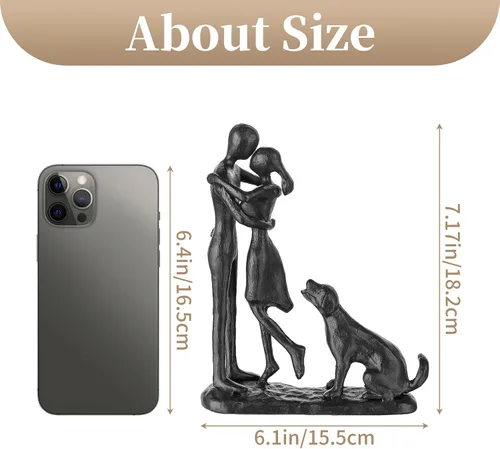 Miniatura 7 de Sziqiqi Regalos de hierro de aniversario para ella, escultura de amor para pareja, regalo de hierro para pareja, novia, esposa, él, estatua negra