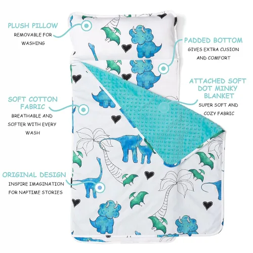Miniatura 2 de JumpOff Jo - Colchoneta para siesta para niños, saco de dormir para niños con almohada extraíble y manta ultra suave para preescolar, guardería