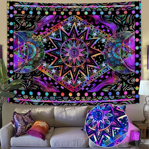Miniatura 15 de Fowocu Boho Floral Tapestry Wall Hanging Hippie Indian Bohemian Mandala Tapestry Aesthetic Vintage Flower Medallion Beige Yellow Small Tapestries