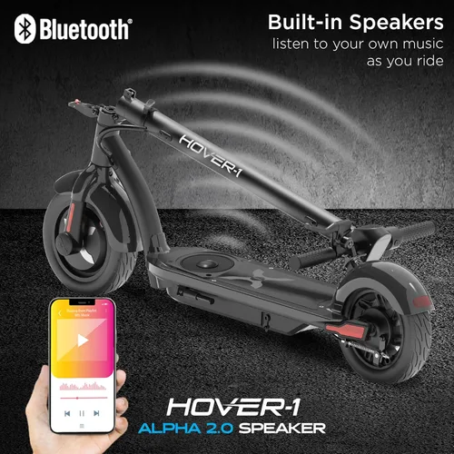 Miniatura 5 de Hover-1 Alpha 2.0 Foldable Electric Scooter with 450W Brushless Motor, 18 mph Max Speed, 10” Air-Filled Tires and 12 Mile Range Gris
