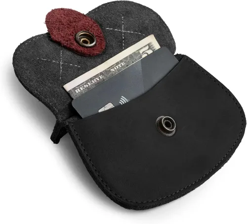 Miniatura 59 de Hide & Drink, Cartera en forma de gato, bolsa para monedas, soporte para dinero, accesorio de viaje, cuero de grano completo, hecho a mano, Negro