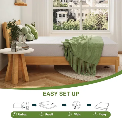 Miniatura 6 de EGOHOME Colchón individual de 6 pulgadas para niños, colchón de espuma viscoelástica con gel de té verde refrescante, alivia la presión con soporte