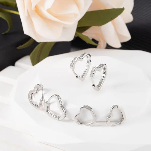 Miniatura 2 de ALEXCRAFT Juego de aretes de aro pequeños de oro para mujer, juego de aretes de oro pavé de diamantes con poste de plata de ley