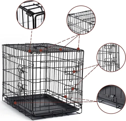 Miniatura 3 de DONORO Jaulas para Perros de Tamaño Pequeño para Interiores con Doble Puerta, Perreras y Casas para Cachorros y Gatos, Jaulas de Metal Plegables
