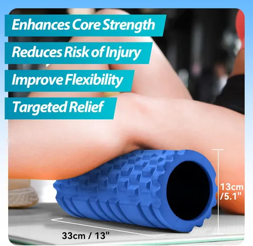 Miniatura 3 de Krightlink Rodillo de espuma para masaje de tejido profundo, rodillo de ejercicio de alta densidad de 13 pulgadas para masaje muscular y liberación