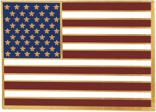 Miniatura 3 de Insignia de solapa con bandera americana, enchapada en oro, rectangular., oro con revestimiento de latón, goldrectangleUSAmade1776