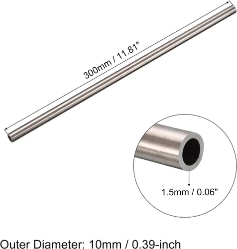 Miniatura 37 de uxcell Tubo de acero inoxidable 304, diámetro exterior de 34 mm x 1,5 mm de espesor de pared, 300 mm de longitud de tubería metálica para maquinaria