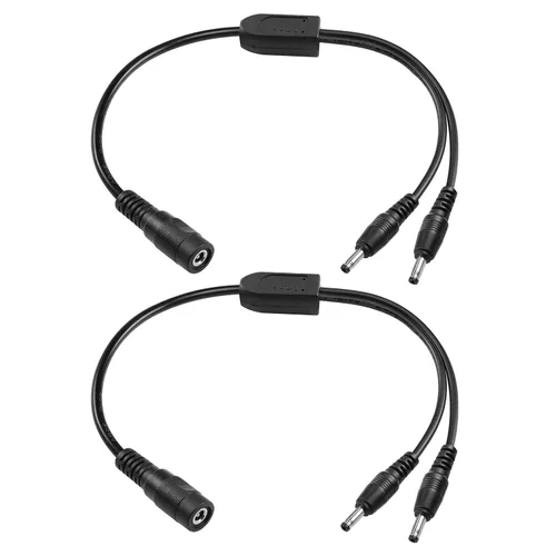 YACSEJAO 2 cables divisor en Y de 12 V CC de 1 pie de CC de 0.138 in x 0.053 in, 1 cable adaptador macho a 2 hembras para cámara de seguridad CCTV,