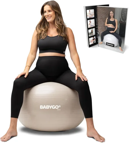 Miniatura 21 de BABYGO Pelota de Parto – Juego de pelota y libro de yoga para embarazo, trabajo de parto y ejercicio con enfoque en trimestres, fisioterapia