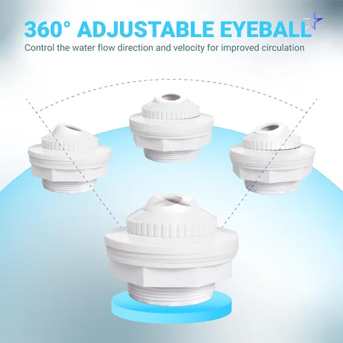 Miniatura 6 de BlueStars Boquillas de chorro de piscina mejoradas SP1419D de flujo direccional Hydrostream Return Jet compatibles con globo ocular giratorio