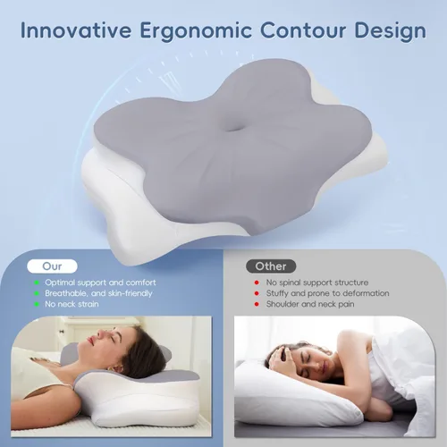 Miniatura 4 de Almohada cervical para el cuello, almohadas ergonómicas de espuma viscoelástica para aliviar el dolor de cuello con funda de almohada transpirable
