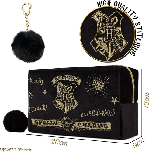 Miniatura 7 de Harry Potter Regalos para mujeres, bolsa de maquillaje de terciopelo, bolsa de cosméticos, organizador de viaje, pequeña bolsa de aseo para Negro