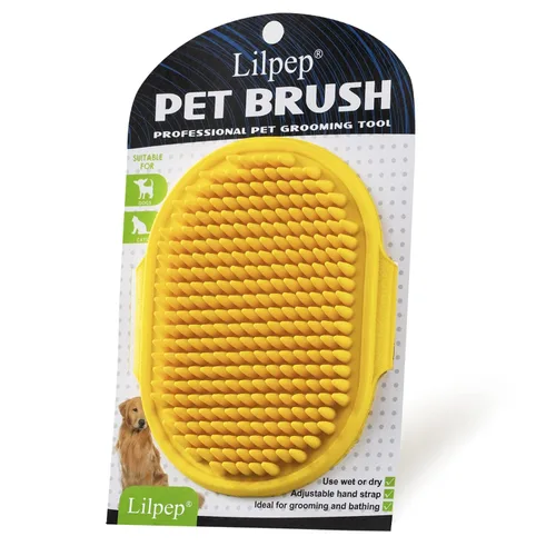 Miniatura 11 de Cepillo para aseo de perro, cepillo de baño con champú para mascotas Lilpep, peine de goma para masaje relajante con mango de anillo ajustable