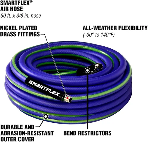 Miniatura 3 de SmartFlex Manguera de aire, 3/8 pulg. x 50 pies., Híbrido, Azul - HSF3850BL2