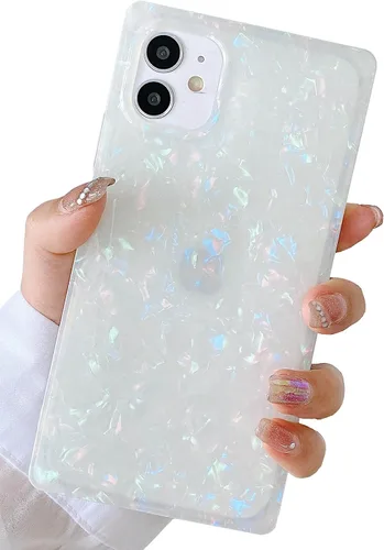 Miniatura 76 de Elegante concha de madre perla compatible con iPhone 13 Pro de 6.1 pulgadas, estuche de borde rectangular, elegante y delgado, con perla de abulón