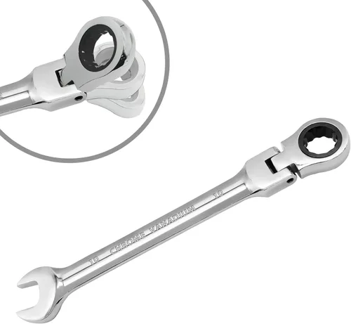 Miniatura 16 de Llave de trinquete de cabeza flexible de 15 mm, llave combinada de acero al cromo vanadio de 12 puntas con engranaje de trinquete de 72 dientes