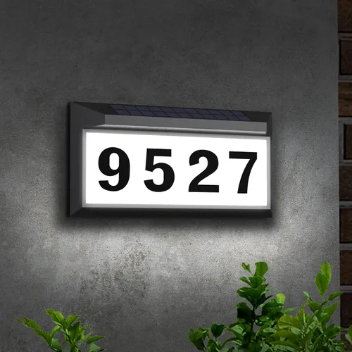 Miniatura 2 de Letrero solar de dirección, placa de dirección iluminada para exteriores, impermeable, números de dirección iluminados, números de casa para Negro