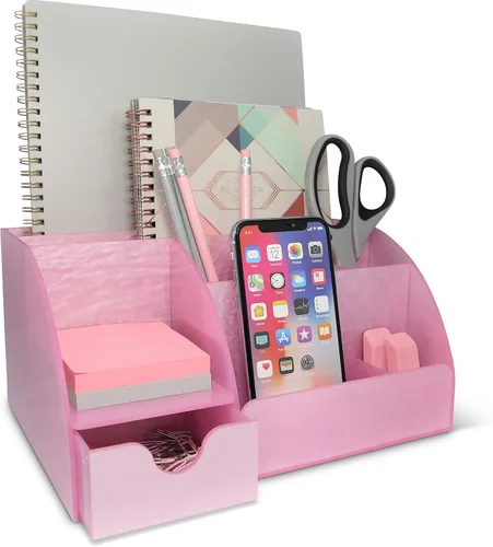 Miniatura 15 de My Space Organizers Organizador de escritorio negro con 9 compartimentos, suministros de oficina de escritorio y organizador de accesorios