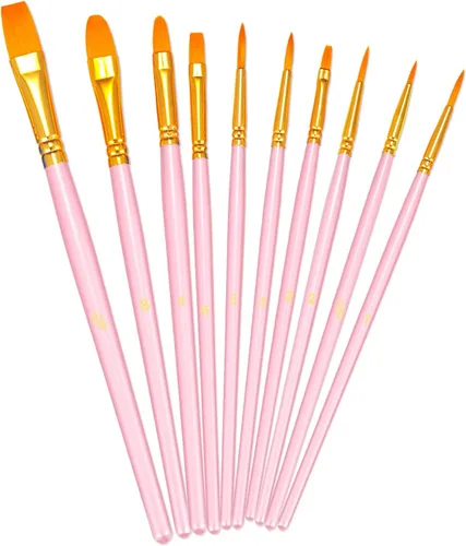Miniatura 17 de BOSOBO Juego de 6 pinceles de pintura, 60 pinceles de punta redonda puntiaguda, pinceles de nailon para artistas del cabello acrílicos para aceite