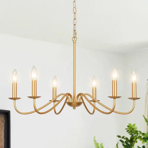 Miniatura 9 de Candelabros de granja para comedor, 6 luces envejecidas blancas francesas de campo, lámpara rústica de madera vintage, lámpara colgante