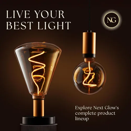 Miniatura 8 de Next Glow Bombilla LED decorativa Edison de filamento LED – 240 lúmenes, 4.9 W, regulable, 2000 K blanco cálido, base mediana E26 con impresionante