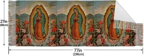 Miniatura 6 de Our Lady Of Guadalupe Virgin Mary Soft Cashmere - Bufandas ligeras para mujer, chales grandes y envolturas, Negro