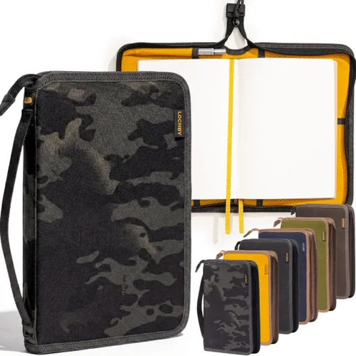 Miniatura 34 de LOCHBY® Carpeta Field A5 Cubierta de carpeta de 6 anillas Lona encerada resistente al agua Diseño plano Sistema A5 apto para recargar
