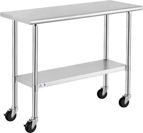 Miniatura 70 de Mesa de acero inoxidable para preparación y trabajo con protector contra salpicaduras, 24x72 pulgadas