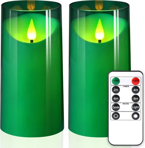 Miniatura 7 de NURADA Velas sin llama con temporizador remoto: vela de pilar LED de mecha 3D que funciona con pilas, juego de velas falsas de acrílico irrompible