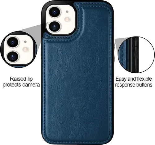 Miniatura 3 de HianDier Funda tipo cartera para iPhone 11 de 6.1 pulgadas, funda protectora delgada con ranura para tarjeta de crédito, funda con cierre magnético