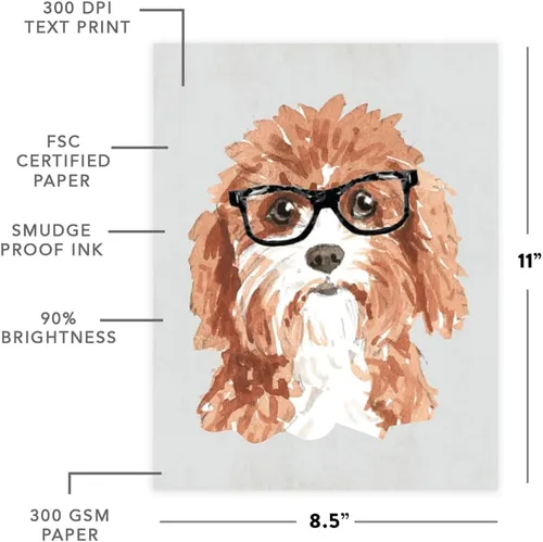 Miniatura 150 de Andaz Press Póster impreso para pared de perro, 8.5 x 11 pulgadas, Bulldog inglés con gafas negras, 1 paquete, regalo de cumpleaños de Navidad, sin