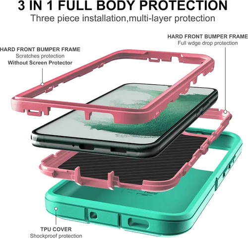 Miniatura 4 de Funda para S22 Plus, Samsung Galaxy S22 Plus con protector de pantalla de TPU flexible autorreparable [2 unidades], funda de cuerpo completo a Azul