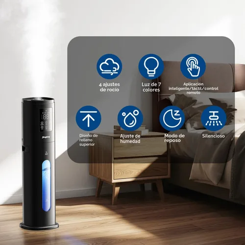 Miniatura 4 de Humidificadores para habitación grande con aplicación inteligente y control remoto, humidificador grande de 7L/1.85 galones, 4 niveles de niebla