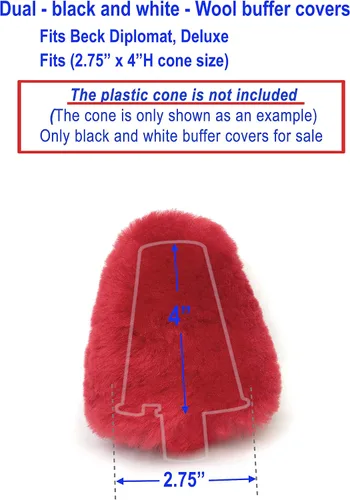 Miniatura 2 de Fundas dobles grandes de 100% lana de cordero para pulir zapatos de 2.75 pulgadas de diámetro x 4 pulgadas de alto, Beck Diplomat, pulidores