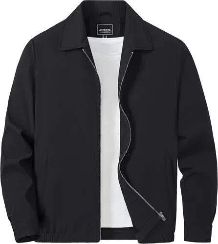 Miniatura 7 de TACVASEN Chaqueta Cortavientos Ligera para Hombre con Cremallera Completa Cuello Plegable Chaquetas Abrigo Casual Ligero con Bolsillos con Cremallera
