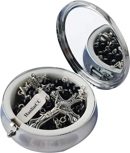 Miniatura 5 de HanlinCC - Rosario para primera comunión de 6 mm con centro de cáliz, perlas de cristal y crucifijo chapado en plata para niña, en caja de regalo