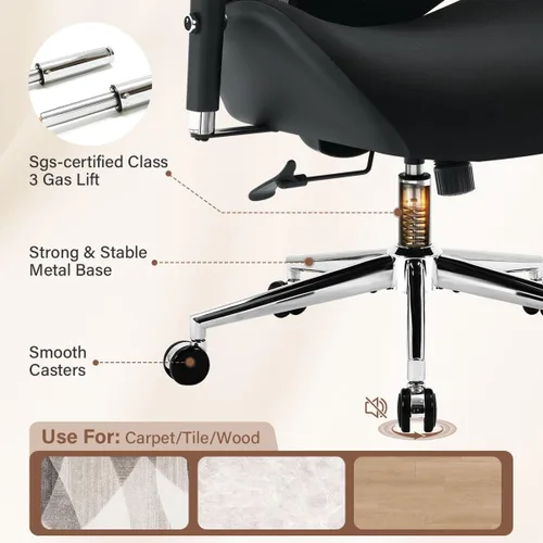 Miniatura 8 de Silla de oficina grande y alta de 700 libras para personas pesadas, silla de escritorio ergonómica de malla con cojín ancho y grueso, soporte lumbar