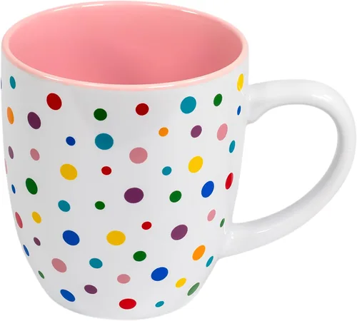 Taza Linda Rosa Flor de Cerezo con Chispas de Confeti Arcoíris | Regalo de Taza de Café de Pastel de Cumpleaños | Taza Grande de Helado | Tazas de