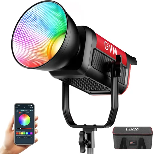 Miniatura 10 de GVM - Kit de iluminación continua de luz de estudio LED de 200 W para control de red de malla Bluetooth/DMX, 45400lux/3.3 ft con grabación de video