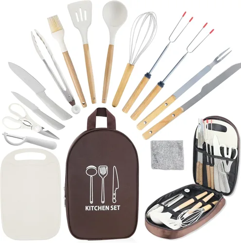 Miniatura 14 de Camping Accessories Kitchen Cooking Utensils Set - Portable Outdoor Camp Cookware Set, Silicone Camper Essentials Gear Must Have Supplies for Travel
