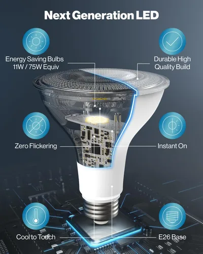Miniatura 5 de Sunco Paquete de 12 Bombillas LED PAR30, Iluminación de Inundación Exterior, Bombillas de Luz Empotrada de Cuello Largo, 1200 LM, 11W