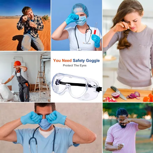 Miniatura 4 de Paquete de 3 gafas de seguridad antivaho ajustables para protección ocular contra salpicaduras ajustables para laboratorios, trabajadores