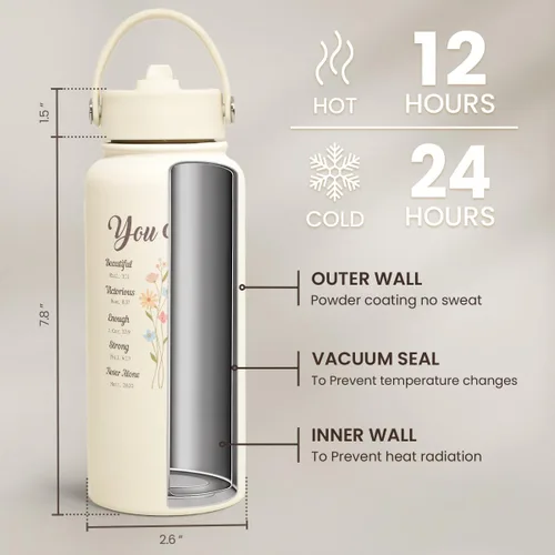 Miniatura 5 de Regalos cristianos para mujeres, botella de agua inspiradora de acero inoxidable de 32 onzas con aislamiento con tapa, regalos religiosos para mamá