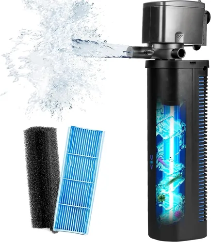 Miniatura 11 de Filtro U-V para acuario de 300 GPH para tanque de peces grande de 80-200 galones, potente bomba sumergible interna, máquina limpiadora de agua